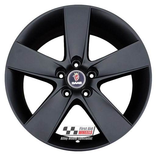 R388SB EXCHANGE SERVICE - SAAB 93 9-3 4x17" GENUINE ALU59 5 SPOKE SATIN BLACK ALLOY WHEELS